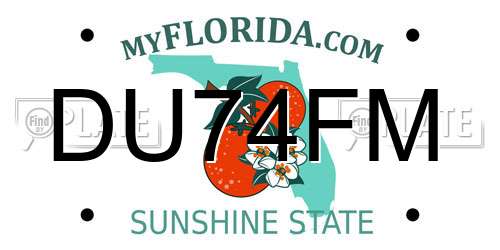 DU74FM Florida License Plate