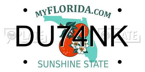 DU74NK Florida License Plate