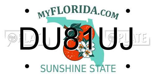 DU81UJ Florida License Plate