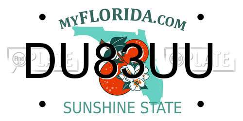 DU83UU Florida License Plate