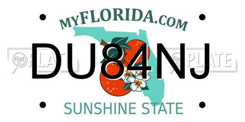 DU84NJ Florida License Plate