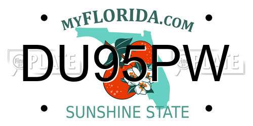 DU95PW Florida License Plate