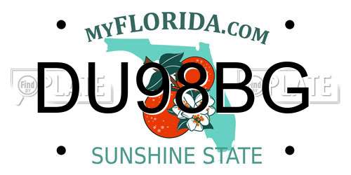 DU98BG Florida License Plate