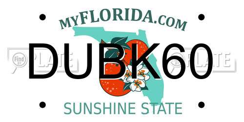 DUBK60 Florida License Plate
