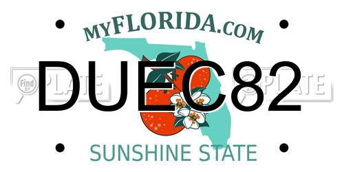 DUEC82 Florida License Plate