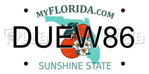 DUEW86 Florida License Plate