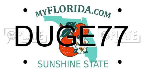 DUGE77 Florida License Plate