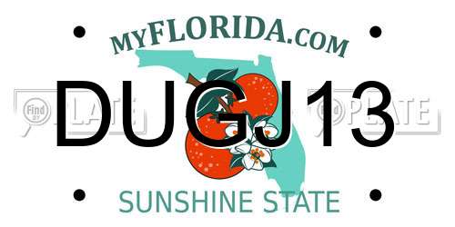 DUGJ13 Florida License Plate