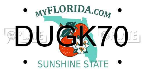DUGK70 Florida License Plate
