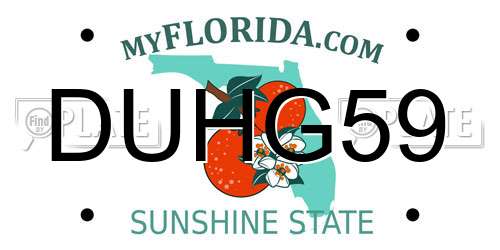 DUHG59 Florida License Plate