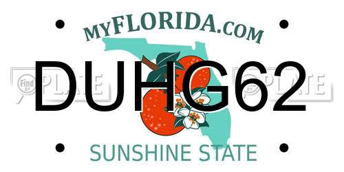 DUHG62 Florida License Plate