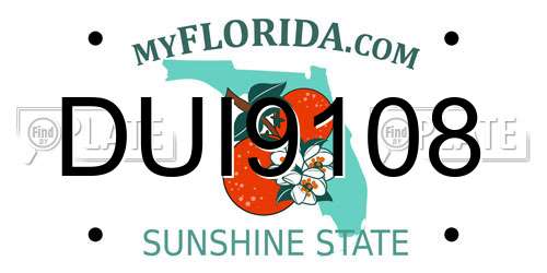 DUI9108 Florida License Plate