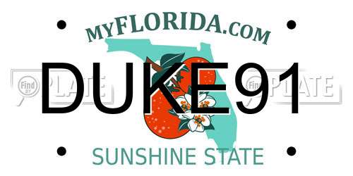 DUKE91 Florida License Plate