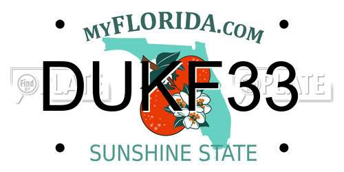 DUKF33 Florida License Plate