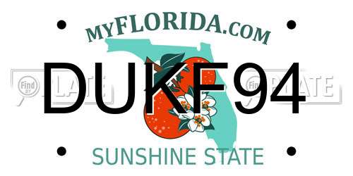 DUKF94 Florida License Plate