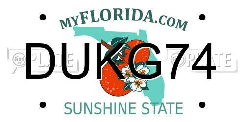 DUKG74 Florida License Plate