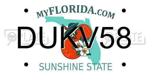 DUKV58 Florida License Plate