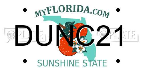 DUNC21 Florida License Plate
