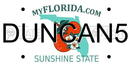 DUNCAN5 Florida License Plate