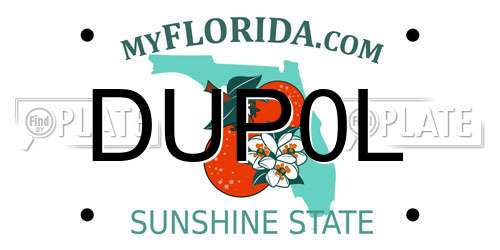 DUP0L Florida License Plate