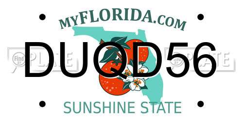 DUQD56 Florida License Plate