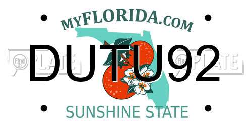 DUTU92 Florida License Plate