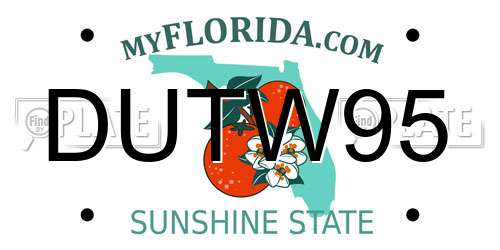 DUTW95 Florida License Plate
