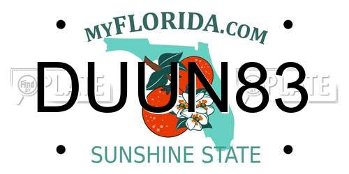 DUUN83 Florida License Plate