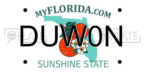 DUW0N Florida License Plate