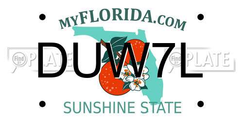 DUW7L Florida License Plate