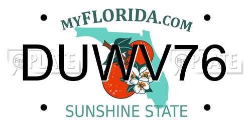 DUWV76 Florida License Plate
