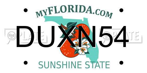 DUXN54 Florida License Plate