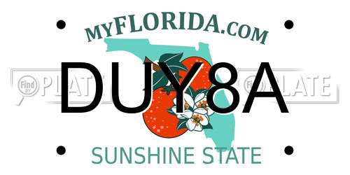 DUY8A Florida License Plate