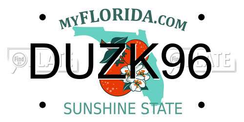 DUZK96 Florida License Plate
