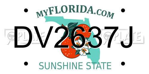 DV2637J Florida License Plate