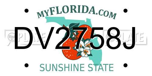 DV2758J Florida License Plate