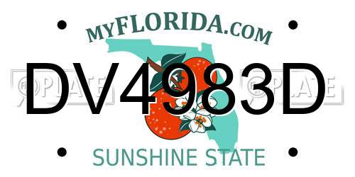DV4983D Florida License Plate