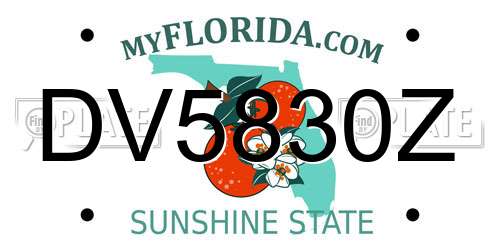 DV5830Z Florida License Plate