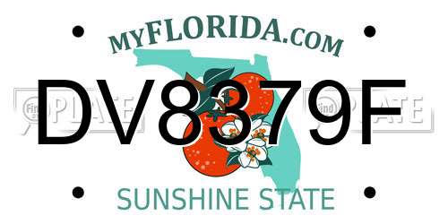DV8379F Florida License Plate