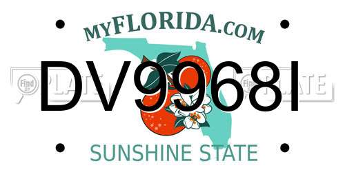 DV9968I Florida License Plate