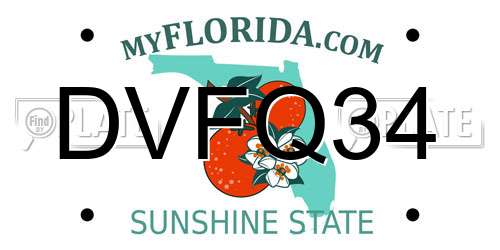 DVFQ34 Florida License Plate
