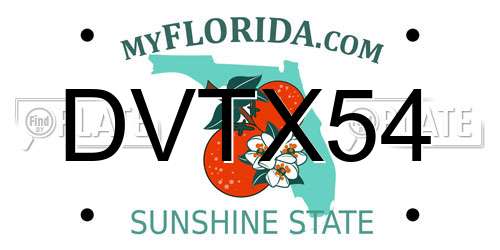 DVTX54 Florida License Plate