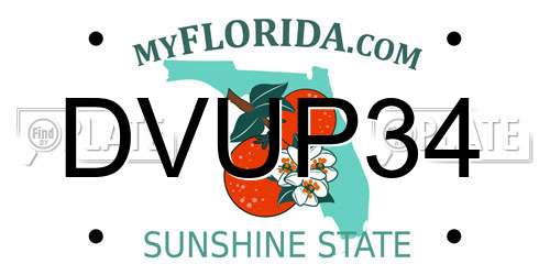 DVUP34 Florida License Plate