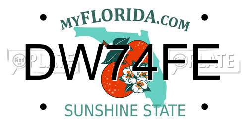 DW74FE Florida License Plate