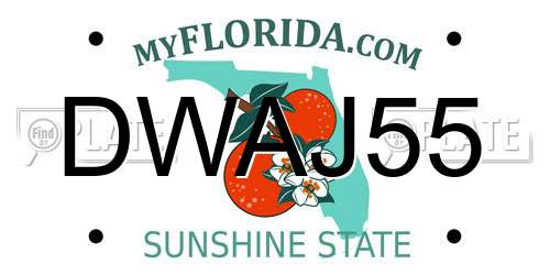DWAJ55 Florida License Plate