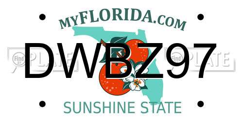 DWBZ97 Florida License Plate