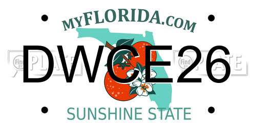DWCE26 Florida License Plate