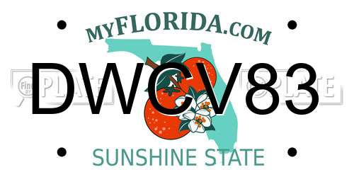 DWCV83 Florida License Plate