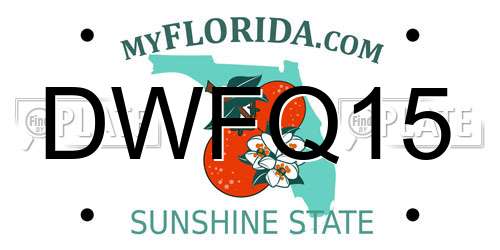 DWFQ15 Florida License Plate