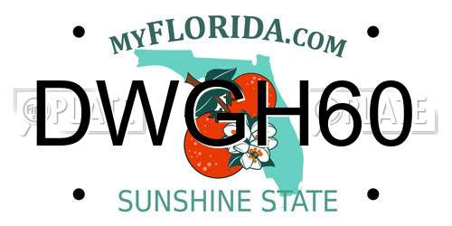 DWGH60 Florida License Plate